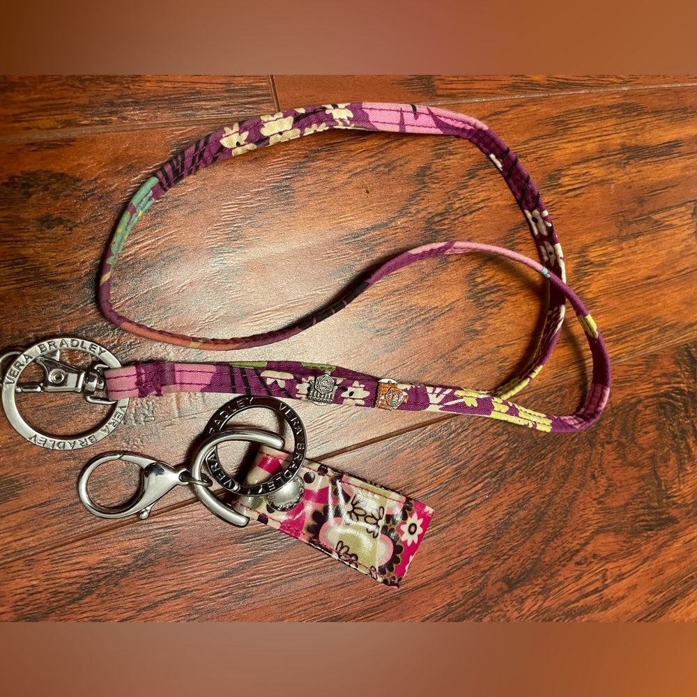 VERA BRADLEY colorful vinyl loop keyring key chain keychain clip-on…